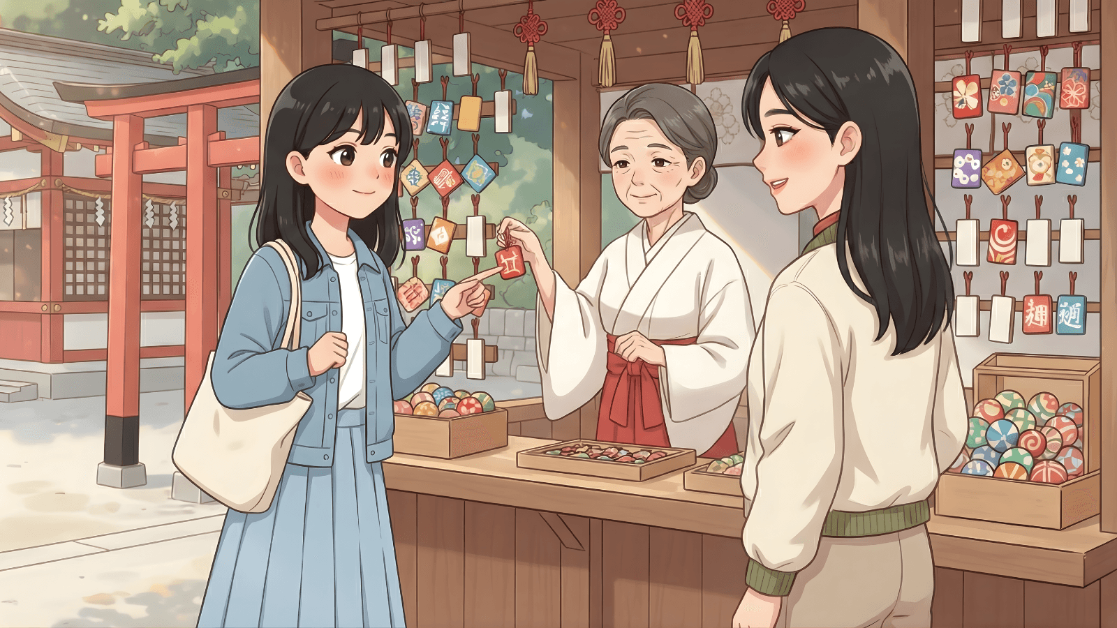 かわいいお守りですね Cái bùa này dễ thương nhỉ!