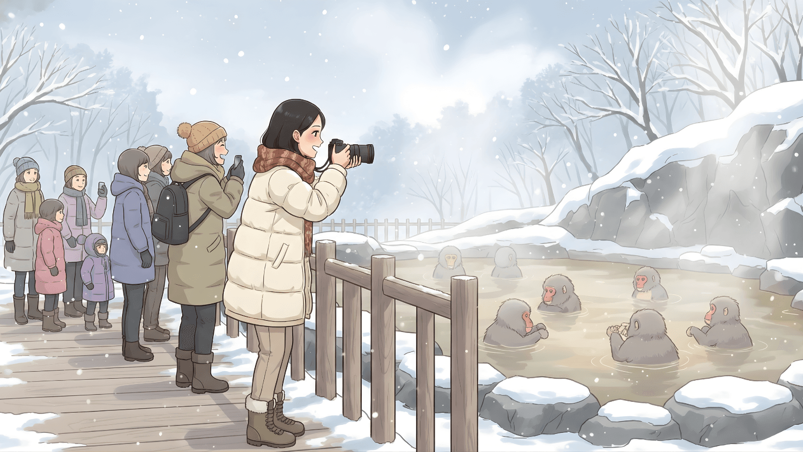 有名な温泉です Đây là suối nước nóng nổi tiếng.