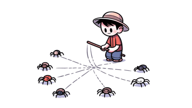 {蜘蛛;くも}の{子;こ}を{散;ち}らす