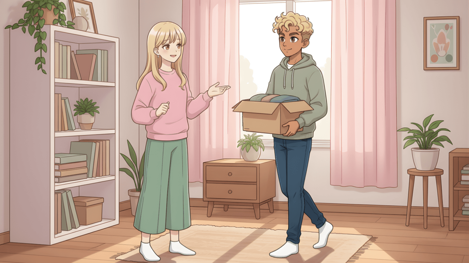 Nhờ có bạn nên việc chuyển nhà đã kết thúc rất nhanh.