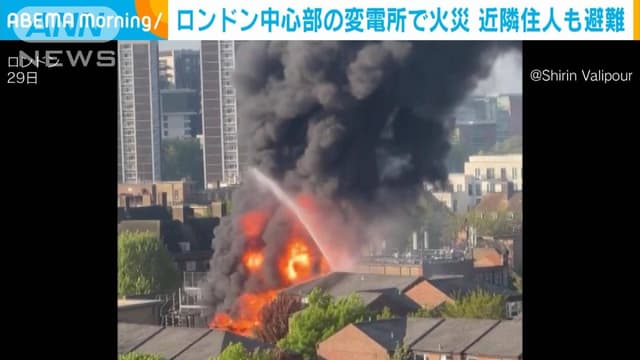 ロンドンで<span class="jlpt-n5" word="大きな">大きな</span><span class="jlpt-n4" word="火事">火事</span>　<span class="jlpt-n5" word="みんな">みんな</span>にげる