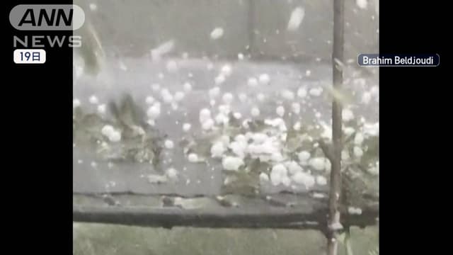 フランスで<ruby ><rb><span class="jlpt-n5" word="大きな">大</rb><rt>おお</rt></ruby>きな</span>ひょうと<ruby ><rb><span class="unknown" word="大雨">大雨</span></rb><rt>おおあめ</rt></ruby>