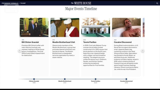 <span class="" word="ホ">ホ</span><span class="" word="ワ">ワ</span><span class="" word="イ">イ</span><span class="" word="ト">ト</span><span class="" word="ハ">ハ</span><span class="" word="ウ">ウ</span><span class="" word="ス">ス</span><span class="" word="の">の</span><span class="" word="ウ">ウ</span><span class="" word="ェ">ェ</span><span class="" word="ブ">ブ</span><span class="" word="サ">サ</span><span class="" word="イ">イ</span><span class="" word="ト">ト</span><span class="" word="が">が</span><ruby ><rb><span class="jlpt-n3" word="大統領">大統領</span></rb><rt>だいとうりょう</rt></ruby><span class="" word="の">の</span><span class="" word="ス">ス</span><span class="" word="キ">キ</span><span class="" word="ャ">ャ</span><span class="" word="ン">ン</span><span class="" word="ダ">ダ</span><span class="" word="ル">ル</span><span class="" word="を">を</span><ruby ><rb><span class="jlpt-n4" word="紹介">紹介</span></rb><rt>しょうかい</rt></ruby>