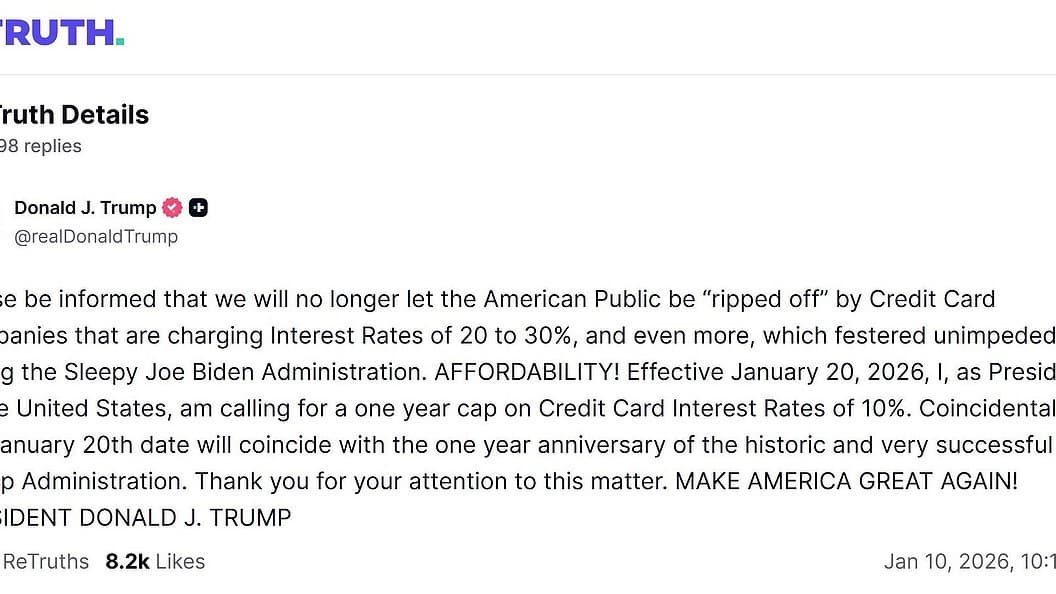 トランプ大統領、クレジットカードの金利を1年間10％にする