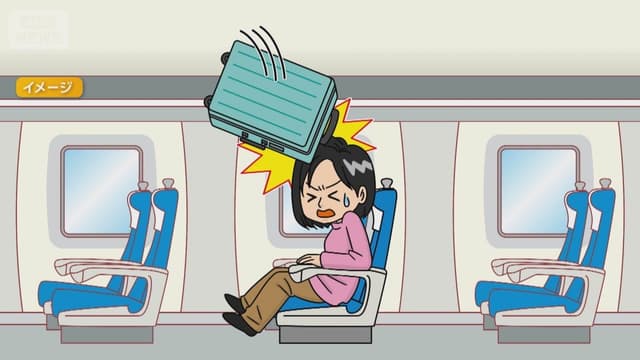 <span class="" word="キ">キ</span><span class="" word="ャ">ャ</span><span class="" word="リ">リ</span><span class="" word="ー">ー</span><span class="jlpt-n3" word="ケース">ケース</span><span class="" word="が">が</span><ruby ><rb><span class="" word="落">落</span></rb><rt>お</rt></ruby><span class="" word="ち">ち</span><span class="" word="て">て</span><span class="" word="、">、</span><ruby ><rb><span class="jlpt-n2" word="新幹線">新幹線</span></rb><rt>しんかんせん</rt></ruby><span class="" word="が">が</span><ruby ><rb><span class="" word="遅">遅</span></rb><rt>おく</rt></ruby><span class="" word="れ">れ</span><span class="" word="ま">ま</span><span class="" word="し">し</span><span class="" word="た">た</span>