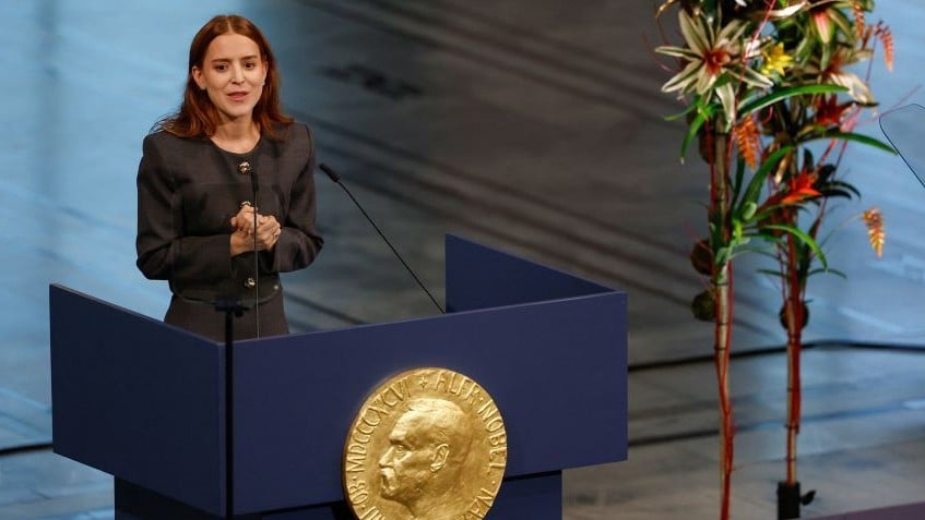 ノーベル平和賞、マチャドさんの娘が代理で受賞