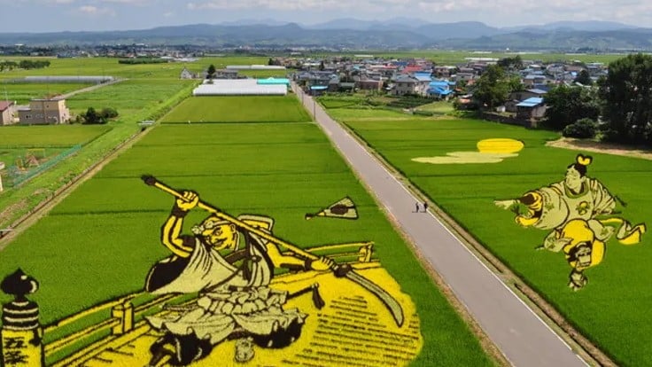 田んぼアート：田んぼにできる大きな絵